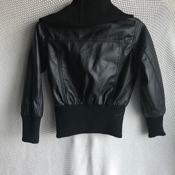 YOKI Black Mandarin Collar Faux Leather Jacket - Picture 2 of 4